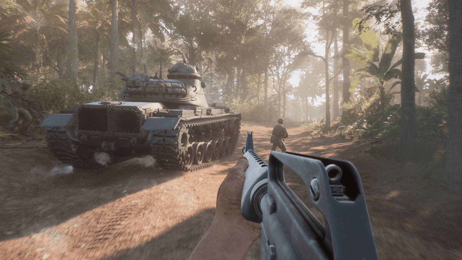 Hell Let Loose Vietnam tank advancing through the jungle